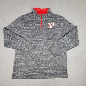 Washington Nationals Mens Large Sweatshirt Getting Faster Space Dye 1/4 Zip Gray